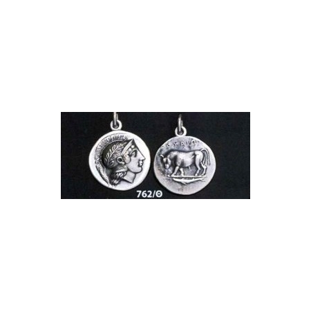 762/H silver didrachm coin of Thourion Athena and bull