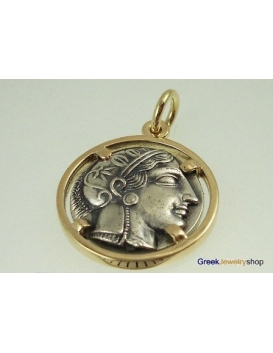 Custom 773/18K Athena & Wise Owl coin on solid 18 ct gold mount