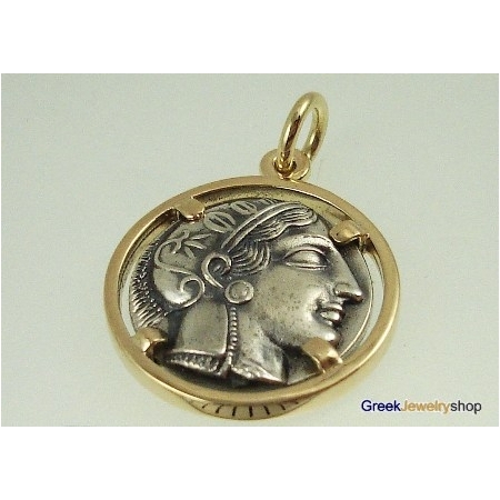 Custom 773/18K Athena & Wise Owl coin on solid 18 ct gold mount