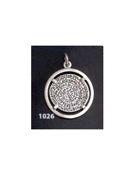 1026 Festos/Phaistos disc pendant on silver bezel (M)