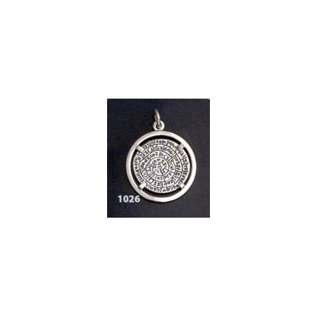 1026 Festos/Phaistos disc pendant on silver bezel (M)