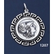 1207 Helmetted Athena Coin Pendant with Greek Key Pattern / Meander (L)
