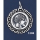 1208 Goddess Athena Coin Pendant with Greek Key Pattern / Meander  (L)