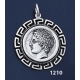 1210 Chalkidian League God Apollo Coin Pendant with Greek Key Pattern / Meander  (L)