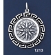 1213  Macedonia Star/Sun/Starburst Coin Pendant with Greek Key Pattern / Meander (L)