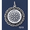 1213  Macedonia Star/Sun/Starburst Coin Pendant with Greek Key Pattern / Meander (L)