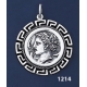 1214 Syracuse Arethousa/Artemis/Persephone Coin Pendant with Greek Key Pattern / Meander (L)