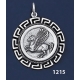 1215 Pegasi / Pegasus Coin Pendant with Greek Key Pattern / Meander (L)