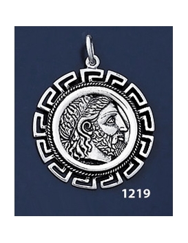 1219 Phillip II Macedon Depicting Zeus Coin Pendant with Greek Key Pattern / Meander  (L)