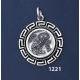 1221 Owl Of Wisdom Coin Pendant with Greek Key Pattern / Meander
