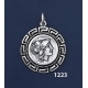 1223 Helmetted Athena Coin Pendant with Greek Key Pattern, Meander (M)