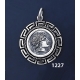 1227 Chalkidian League God Apollo Coin Pendant with Greek Key Pattern / Meander (M)
