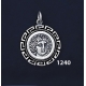 1240 Rhodes Island- Helios Ancient Sun God Coin Pendant with Greek Key Pattern / Meander (S)