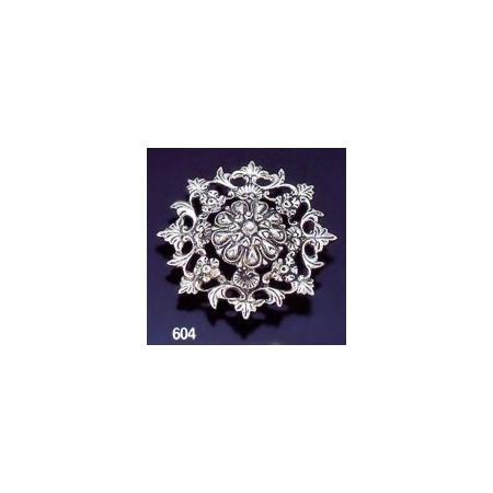 604 Intricate Floral Sterling Silver Round Brooch
