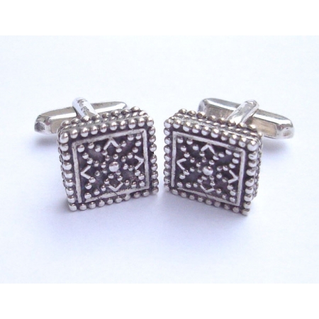 45 Square silver byzantine cufflinks