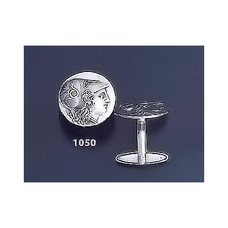 1050 Helmetted Athena Silver Coin Cufflinks (M)