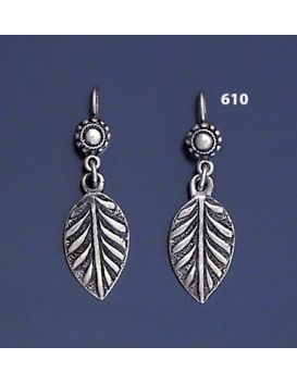 610 Exquisite Grecian Solid Silver Leaf Earrings