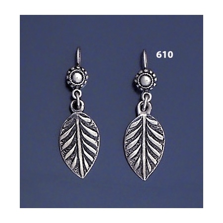 610 Exquisite Grecian Solid Silver Leaf Earrings
