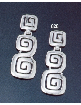 828 Large faceted 'Ionic' Greek-key motif earrings