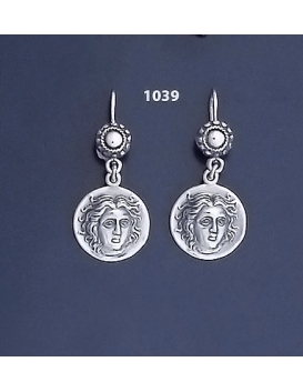 1039 Rhodes Island- Helios Ancient Sun God Coin Earrings