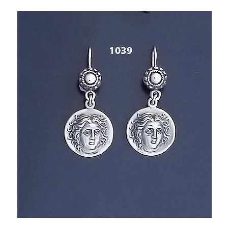 1039 Rhodes Island- Helios Ancient Sun God Coin Earrings