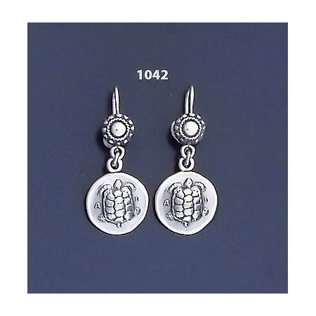 1042 Aegina Land Tortoise Silver Coin Earrings