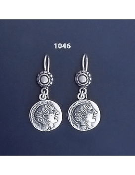 1046 Goddess Athena Silver Coin Earrings