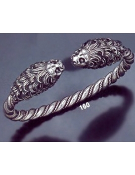 160 Hand-Coiled Double Headed Lion Torc  Bracelet
