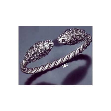 160 Hand-Coiled Double Headed Lion Torc  Bracelet