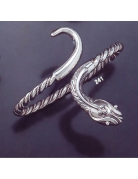241 Single Headed Hand-Coiled  Silver Snake Bracelet