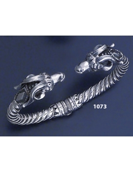 1073 Hand-Coiled Capricorn's head torc bracelet  (L)