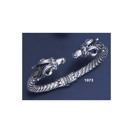 1073 Hand-Coiled Capricorn's head torc bracelet  (L)
