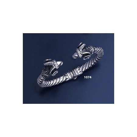 1074 Hand-coiled Ram's head torc bracelet (M)