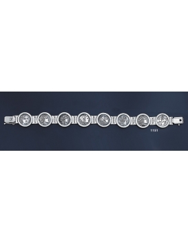 1151 Greek Key/Meander Silver Bracelet with Coins