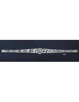 1156 Greek Key / Meander Silver Bracelet with Helmeted Athena Coin