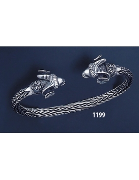 1199 Hand Braided Silver Ram Torc Bracelet