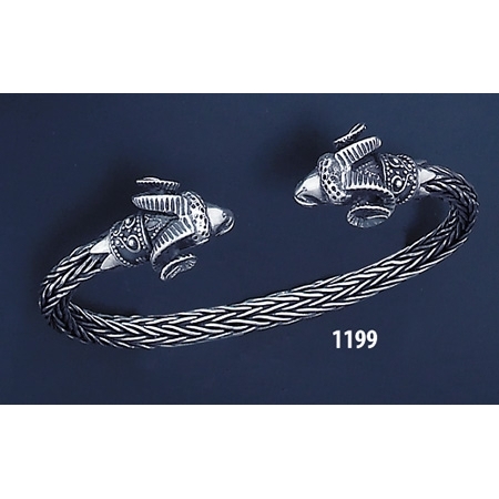 1199 Hand Braided Silver Ram Torc Bracelet