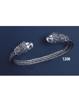 1200 Hand Braided Silver Lion Torc Bracelet