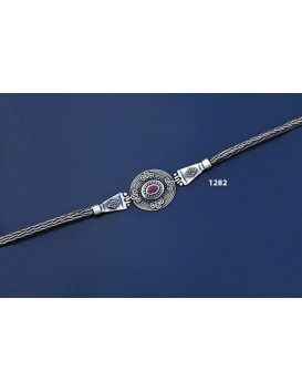 1282 Hellenistic Hand-Braided Bracelet with Ruby