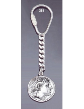 361 Silver Keyring with Alexander the Great coin (portait) King Lysimachos