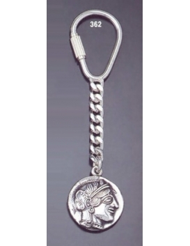 362 Silver Keyring with Goddess Athena Coin