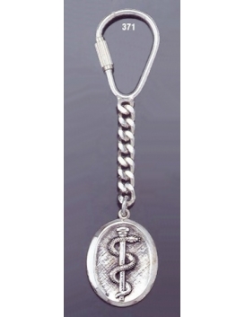371 Silver Keyring with Asclepius Rod / Staff