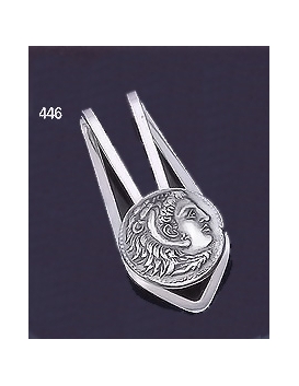 446 Silver Money-clip with Alexander The Great (Hercules) Coin