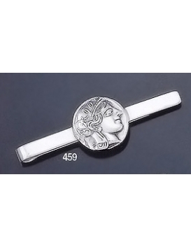 459 Sterling Silver Tie-Bar with Goddess Athena Coin