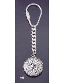 616 Silver Keyring with Macedonia Star / Sun / Starburst