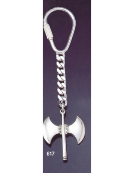 617 Silver Keyring with Double Headed Minoan Axe