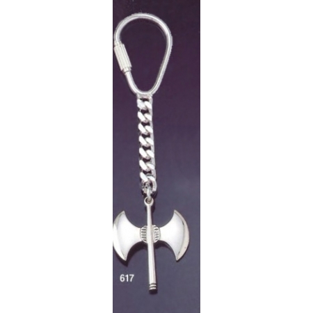 617 Silver Keyring with Double Headed Minoan Axe