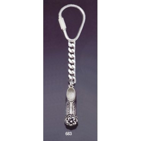 683 Silver Keyring with  Traditional Greek Shoe / Tsarouhi  Size: