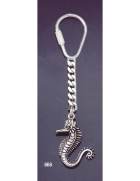686 Silver Keyring with  Sea Horse / Hippocampus
