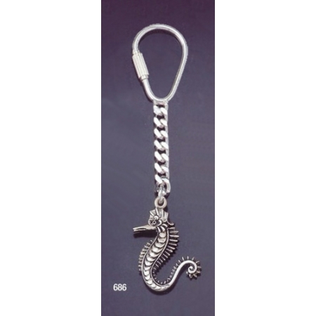 686 Silver Keyring with  Sea Horse / Hippocampus